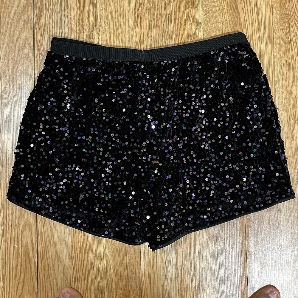 Shein Black With Colorful Sequins Shorts Elastic Waist Pull On Party - Picture 4 of 7